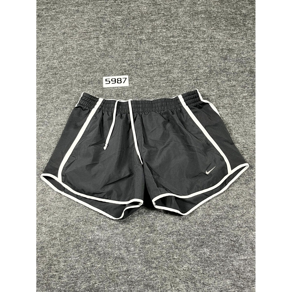 Nike Dri Fit Running Shorts Womens 28 Black White Piping Mesh Inset Athletic